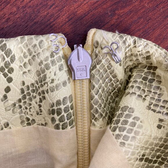 Rotate Birger Christensen Leeds Skirt Womens 6 Yellow Snake Faux Leather Rocker - Picture 7 of 11